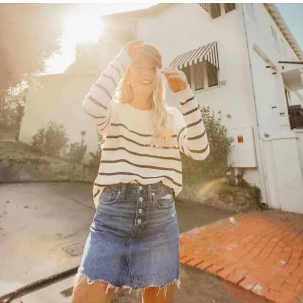 Madewell Thompson Pocket Pullover Sweater in Nautical Stripe